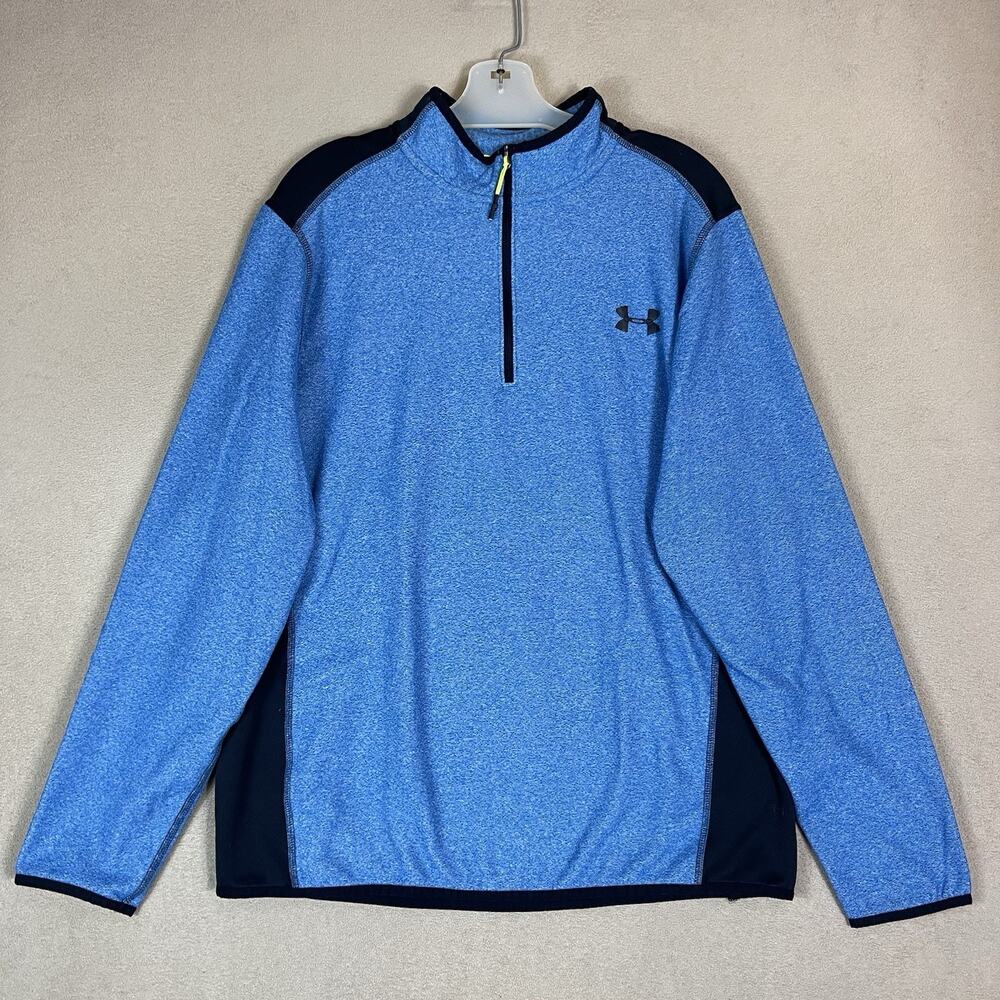 Under Armour Pullover Mens L Blue ColdGear 1/4 Zip Performance Loose Long Sleeve